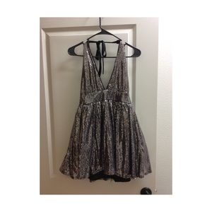Silver deep-v sequin Foreign Exchange dress